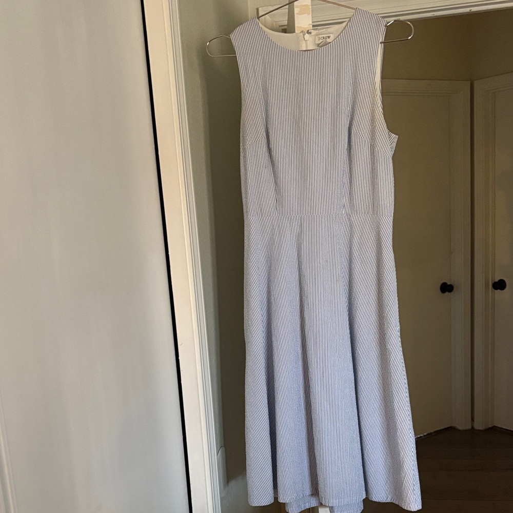 J. Crew Light Blue Striped Midi Dress